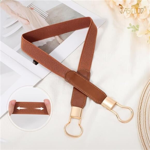 Women Skinny Waist Belt Elastic Stretchy Thin Metal Buckle Dress Jeans Skirt Bel - Picture 5 of 6